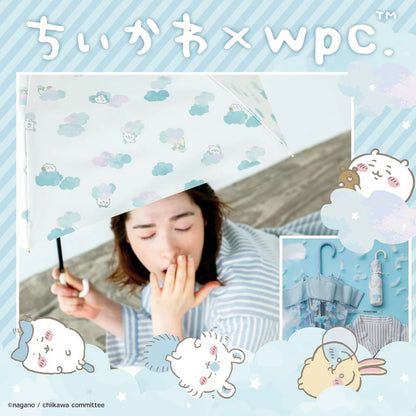 Chiikawa 吉伊卡哇｜WPC联名限定淡蓝水墨云朵晴雨伞/100%防uv防紫外线折叠遮阳伞/具备遮热效果｜伞骨50cm