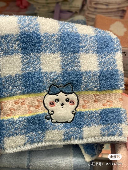 Chiikawa 吉伊卡哇｜角色音符纯棉刺绣小方巾/小毛巾｜約H250×W250mm