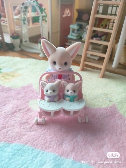 SylvanianFamilies森贝儿家族｜Fennec Fox Family耳阔狐一家四口双胞胎套组/玩具/过家家5696
