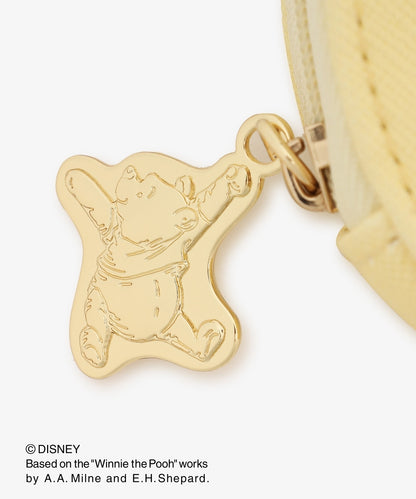 Disney｜噗噗小熊维尼Afternoon Tea联名限定皮质感圆形零钱包/噗噗形状拉链扣｜	直径8.5cm/マチ2.5cm/チェーンの長さ22cm
