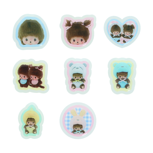 Monchhichi｜Bebichhichi Clear puffy flake stickers｜32 piece