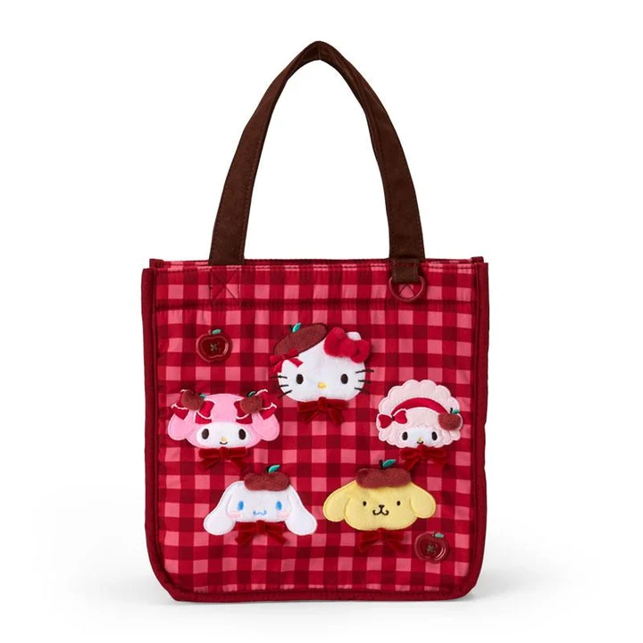 Sanrio｜Autumn Apple Gingham Red Tote Bag｜25×13×24cm approx.