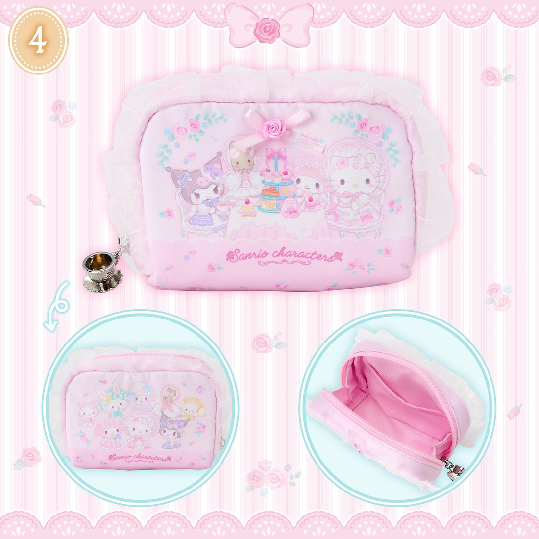 Sanrio｜Fairy Tale Party Frill Cosmetic Pouch｜15×5×11cm approx.