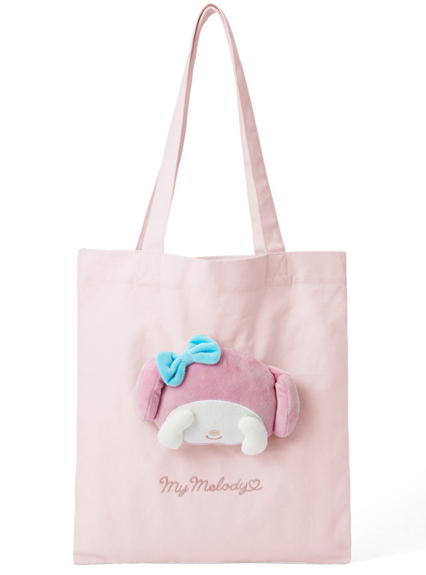 Sanrio｜GRL联名限定凸凸大头蒙眼公仔肩背帆布包/电脑包｜约37*36cm