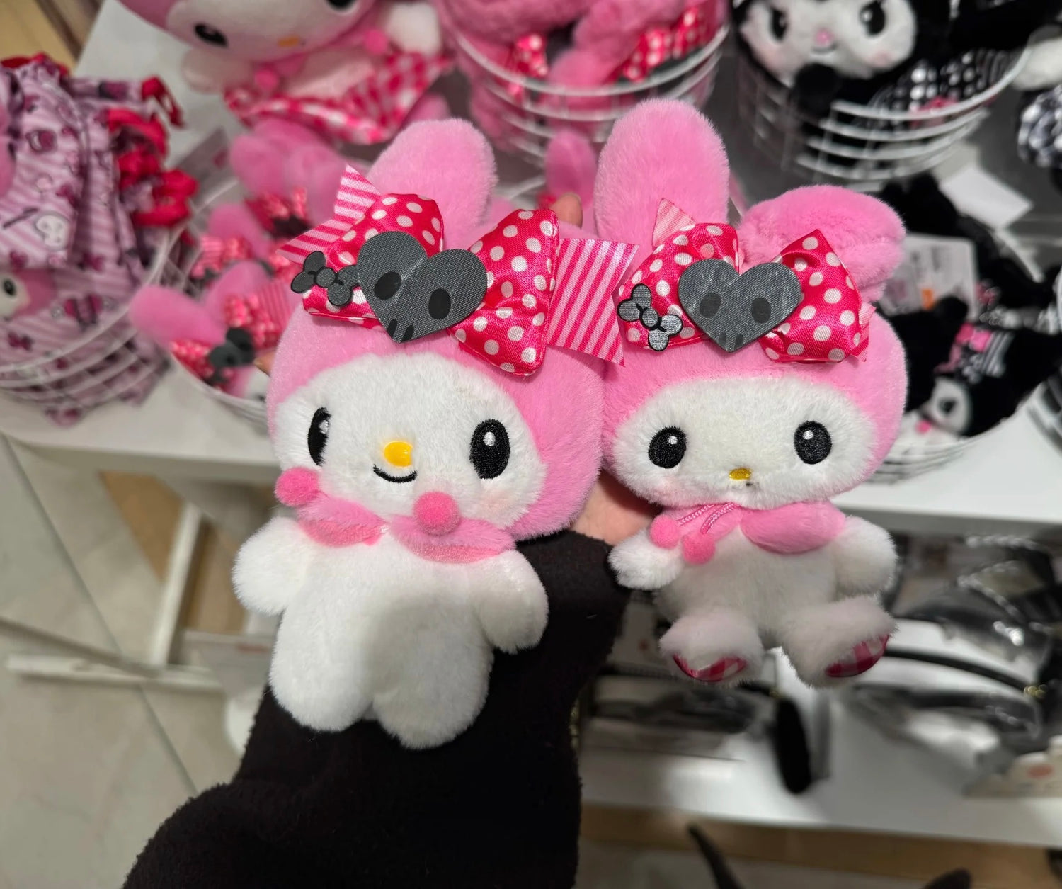 Sanrio｜Pink Black Party Mascot Holder /Plush Keychain Pouch｜H17 x W15 x D5.5cm approx.