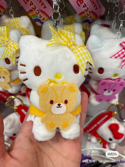 Hello kitty凯蒂猫｜彩虹色hellokitty毛绒挂件｜约6.5×5×9.5cm