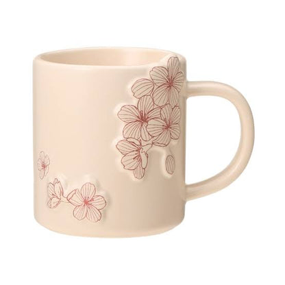 Starbucks日本星巴克｜樱花限定奶杏色浮雕樱花马克杯｜355ml