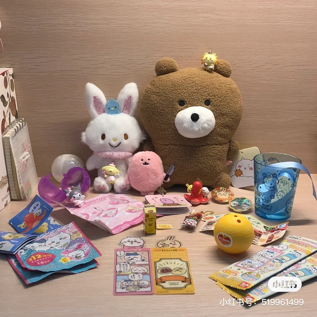 Chiikawa 吉伊卡哇｜超好rua扁扁吉伊小熊/内有铃铛｜约210×W160×D100mm