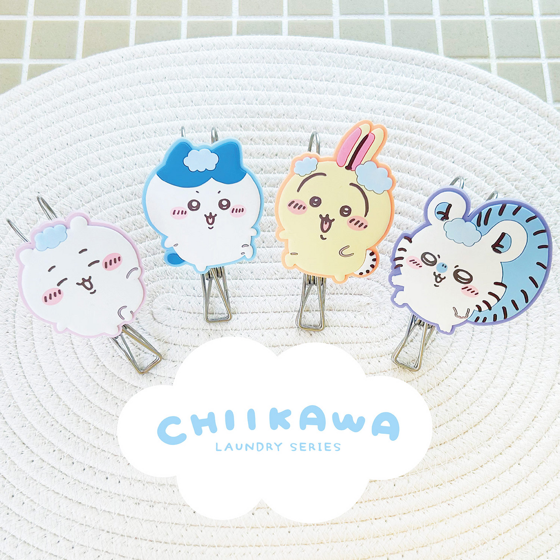 Chiikawa 吉伊卡哇｜可爱角色晾衣夹/晒衣夹/一对｜约H90 x W61mm