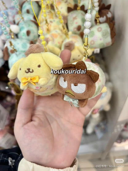 Sanrio三丽鸥｜Mascot Strap Nagomi日式粉彩碎花毛绒圆滚滚玩偶挂件/包挂｜约5.5×7.5×5.5cm