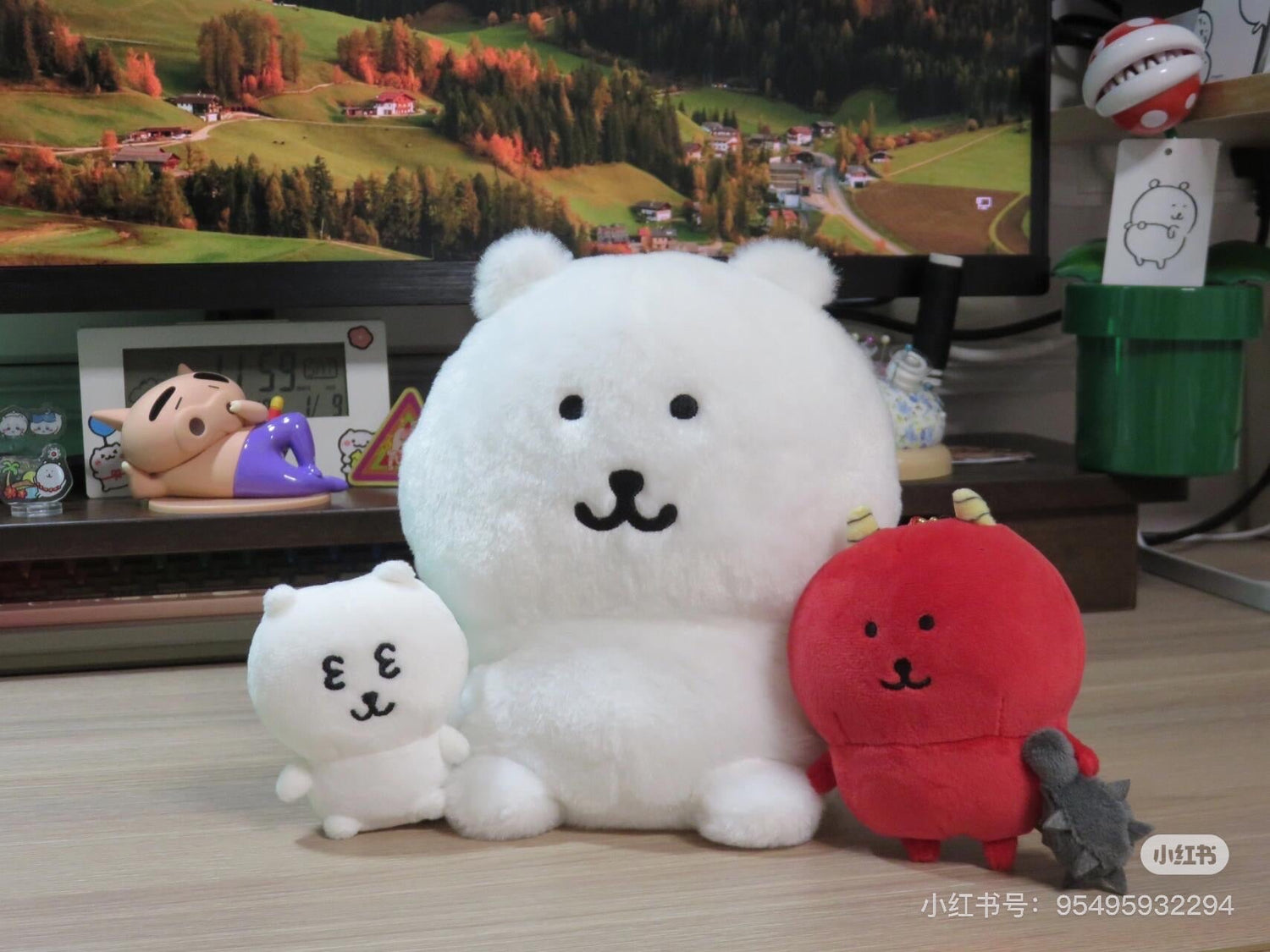 Nagano｜Minimimi Osuwari（Joke Bear/nemui）Mascot Hand-held Plush Toy｜H70×W60×D40mm approx.