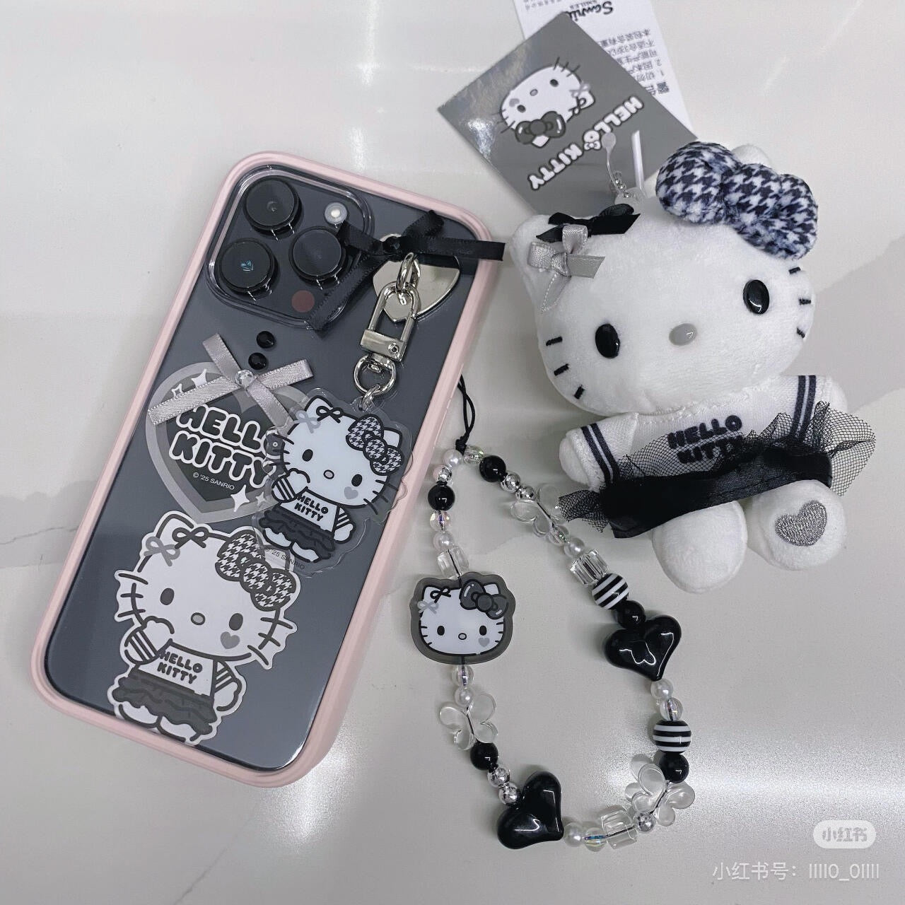 Sanrio三丽鸥｜Charm Decoration Set Monotone黑白印象系列手机吊饰装饰DIY套装｜约 5.5×1×12cm