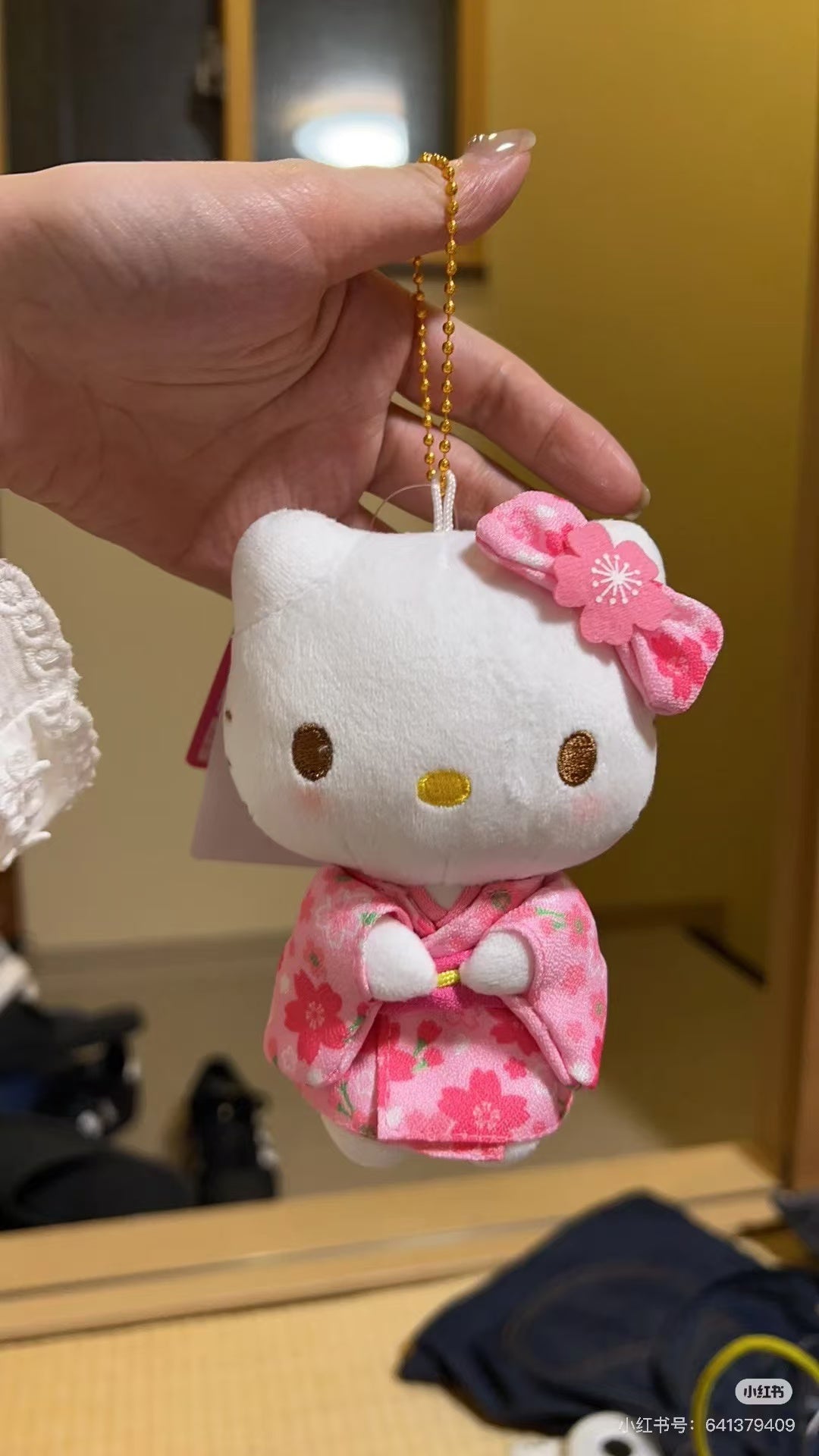 Hello kitty｜Sakura Kimono Mascot Holder /Plush Keychain｜5.5×8×12cm approx.