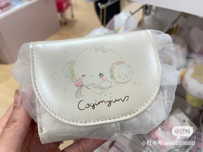 Sanrio｜Wallet - Cogimyun / Angel Play Party小麦云粉精灵天使系列珠光皮质感钱包/星星拉链扣｜约10.5×2.5×8.5cm