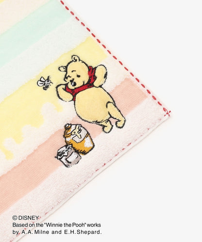 Disney｜噗噗小熊维尼Afternoon Tea联名限定彩色条纹棉柔小方巾/小毛巾/手帕｜	縦25cm/横25cm
