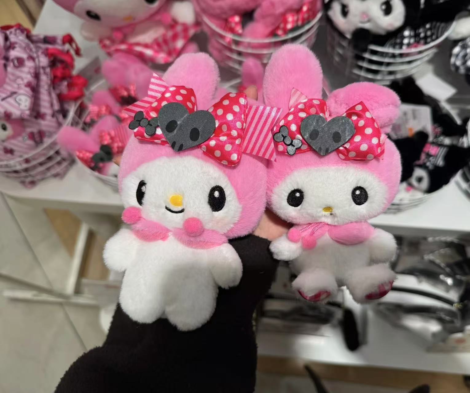 Sanrio｜Pink Black Party Mascot Holder /Plush Keychain｜ H18.5 x W18.5 x D7cm approx.