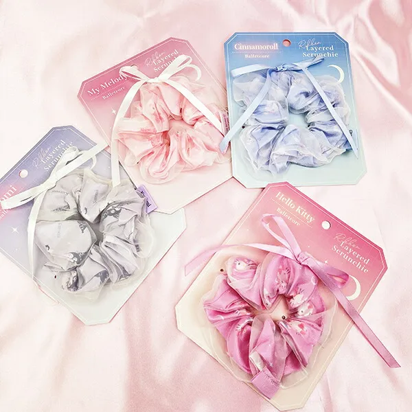 Sanrio｜Ribbon Layered Scrunchie Ballet Core｜1.5 x 12.6 x 15.7cm approx.
