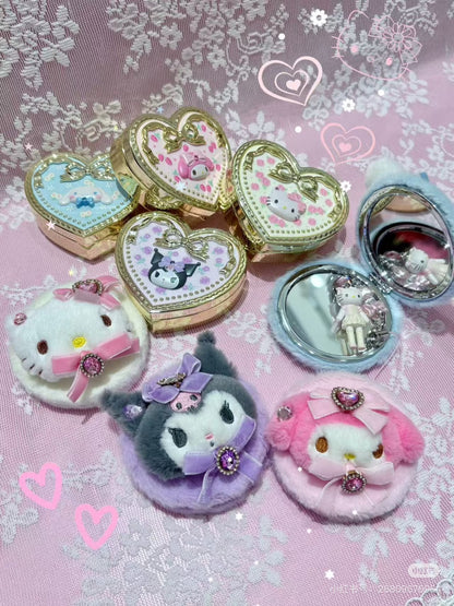 Sanrio｜Mascot Stone Ribbon Original 2-sided Compact Mirror｜7.5×1.5×7.5cm approx.
