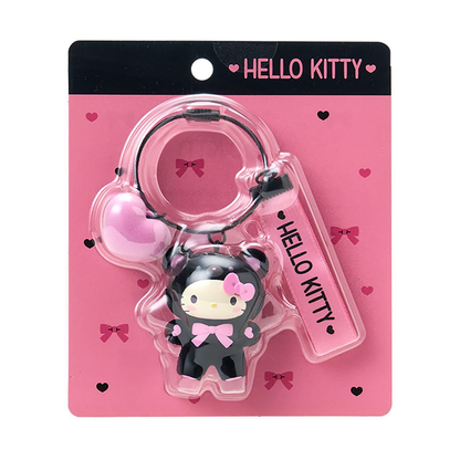 Sanrio｜Black Animals Flocked Keychain/Keyring｜14.3 x 12.5 x 3.6cm approx.