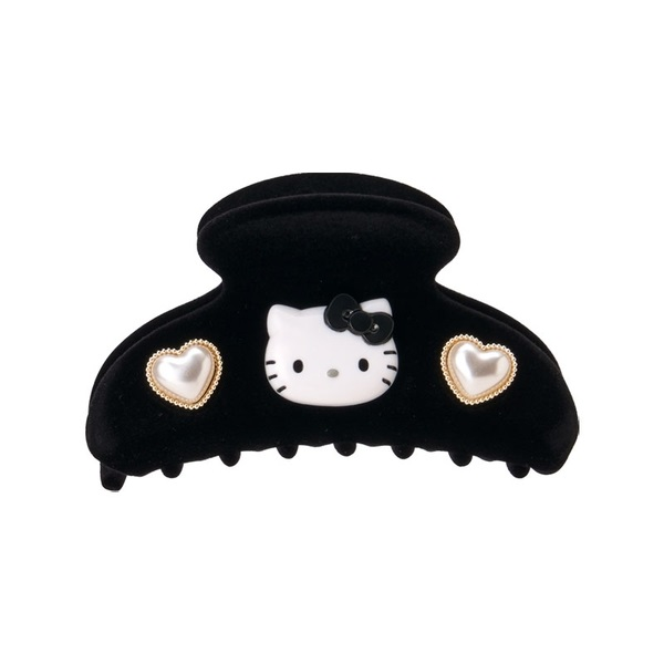 Sanrio｜Characters 3D Face Pearl Heart Flocky Hair Claw Clip｜9×4×5cm approx.