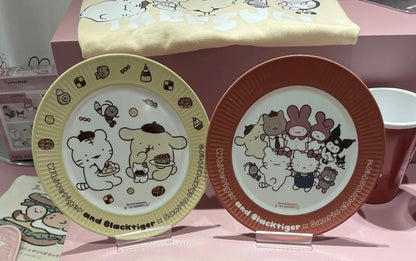 Sanrio｜White Tiger and Black Tiger Prawn Character Plastic Plates that Look Like Paper Plates｜170mm in diameter