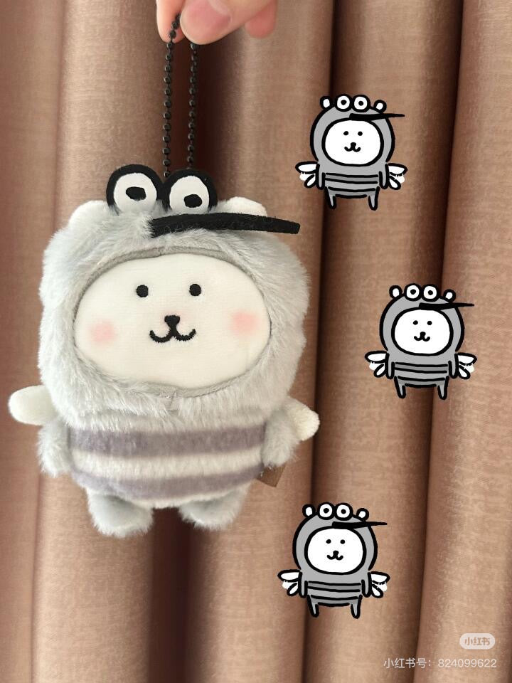 Nagano嘲讽熊｜Market Petit Mini Mascot嘲讽熊灰色蚊子毛茸茸挂件/包挂｜约H125 x W100 x D50mm
