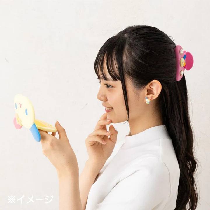 Sanrio｜Characters 3D Face Pearl Heart Flocky Hair Claw Clip｜9×4×5cm approx.