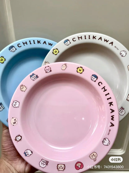 chiikawa｜耐摔彩色边边三色盘｜	約直径147×H19mm/枚