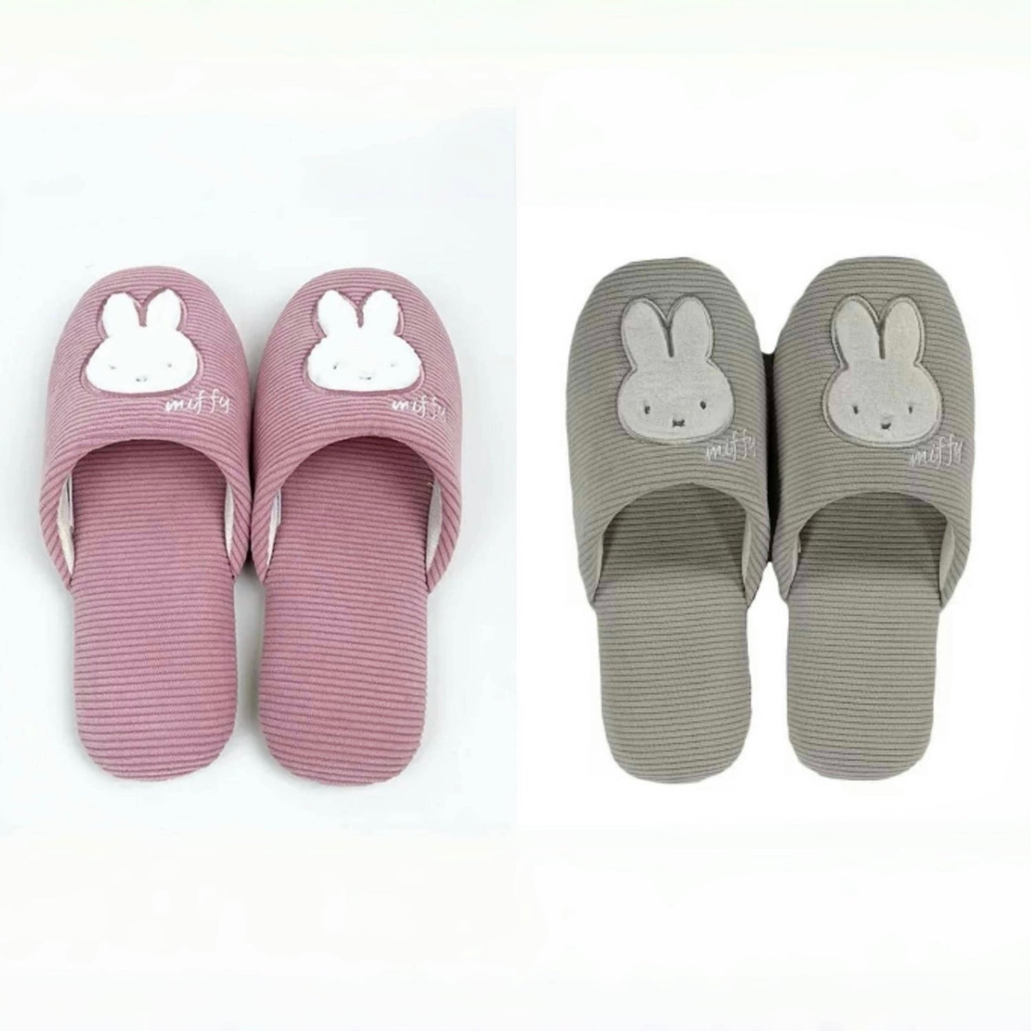 Miffy米菲｜Slippers pink Prima Miffy room supplies条纹软底刺绣室内家居拖鞋