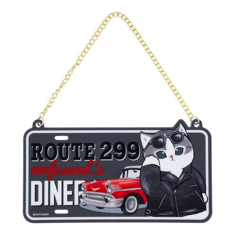 Mofusand｜Diner Acrylic Door Plate (Leather Jacket Meow)｜H100 x W182mm approx.