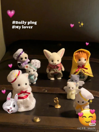 【limit 1】SylvanianFamilies｜Friends Pair Doll Set Mushroom Flower Embroidery-Maple Cat&amp;Fennec Fox