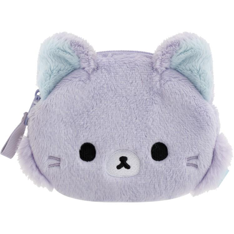 SANX｜Rilakkuma and Awawa Neko Plush Face mini Pouch｜115 x 140 x 20 mm approx.
