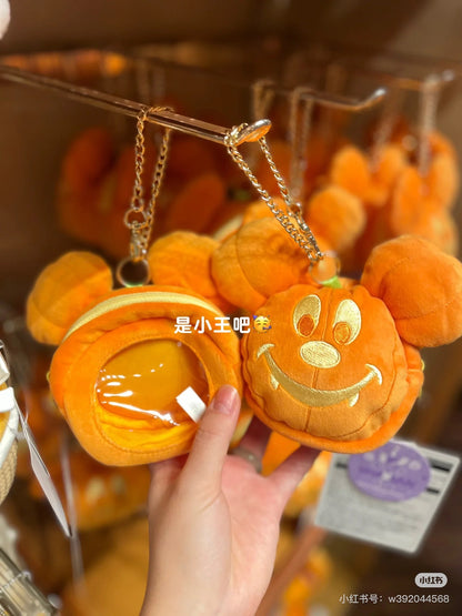 Disney｜halloween pumpkin Mickey Plush Keychain Pouch