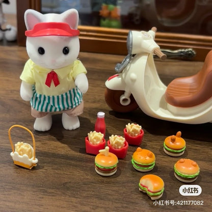 SylvanianFamilies森贝儿家族｜Hamburger Stand拿铁猫汉堡外卖车套组/玩具/过家家5757