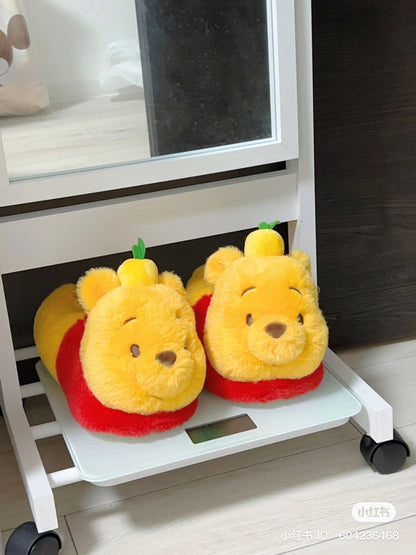 Disney｜柚子噗噗2023限定小熊维尼毛绒拖鞋｜适合23-25cm