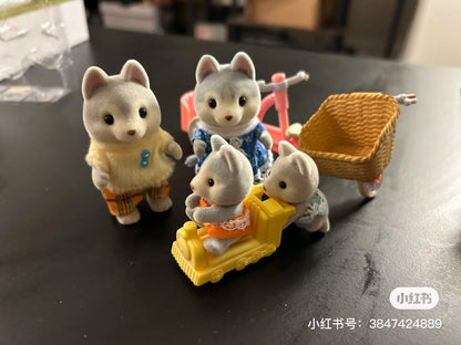 SylvanianFamilies森贝儿家族｜Husky-Linnea哈士奇双胞胎骑车套组/玩具/过家家