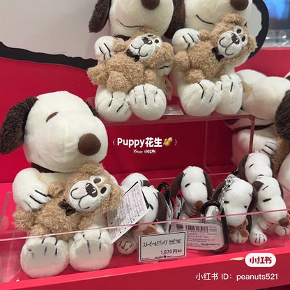Snoopy｜抱泰迪熊公仔玩偶｜約H16×W11×D15cm