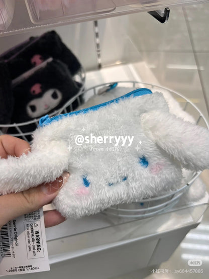 Sanrio｜Fluffy Face Mascot Mini Pouch with Carabiner｜11×1.5×8.5cm approx.