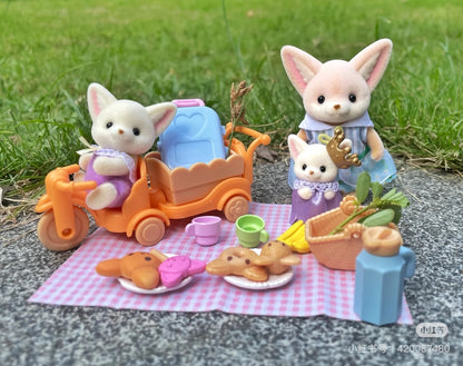 SylvanianFamilies森贝儿｜Sunny Picnic Fennec Fox Sister &amp; Baby 耳廓狐阳光野外套组/玩具/过家家5698