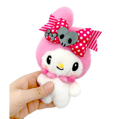Sanrio｜Pink Black Party Mascot Holder /Plush Keychain Pouch｜H17 x W15 x D5.5cm approx.