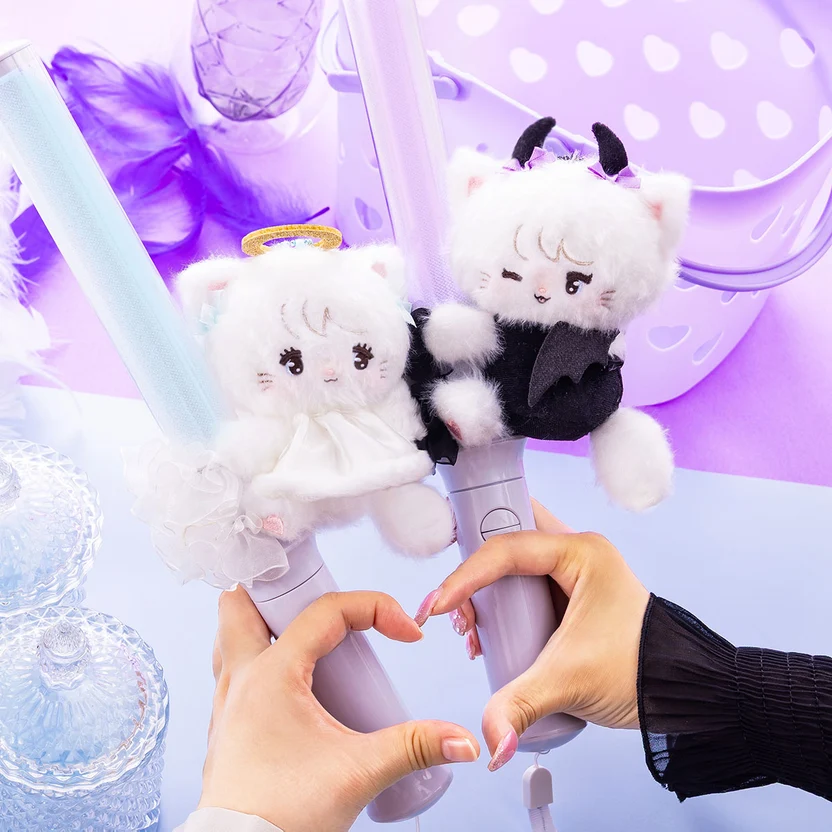 mikko illustrations｜Lil ala mode Devil &amp; Angel Mousse Fluffy Plush Penlight Attachable｜H130 x W110 x D80mm approx.