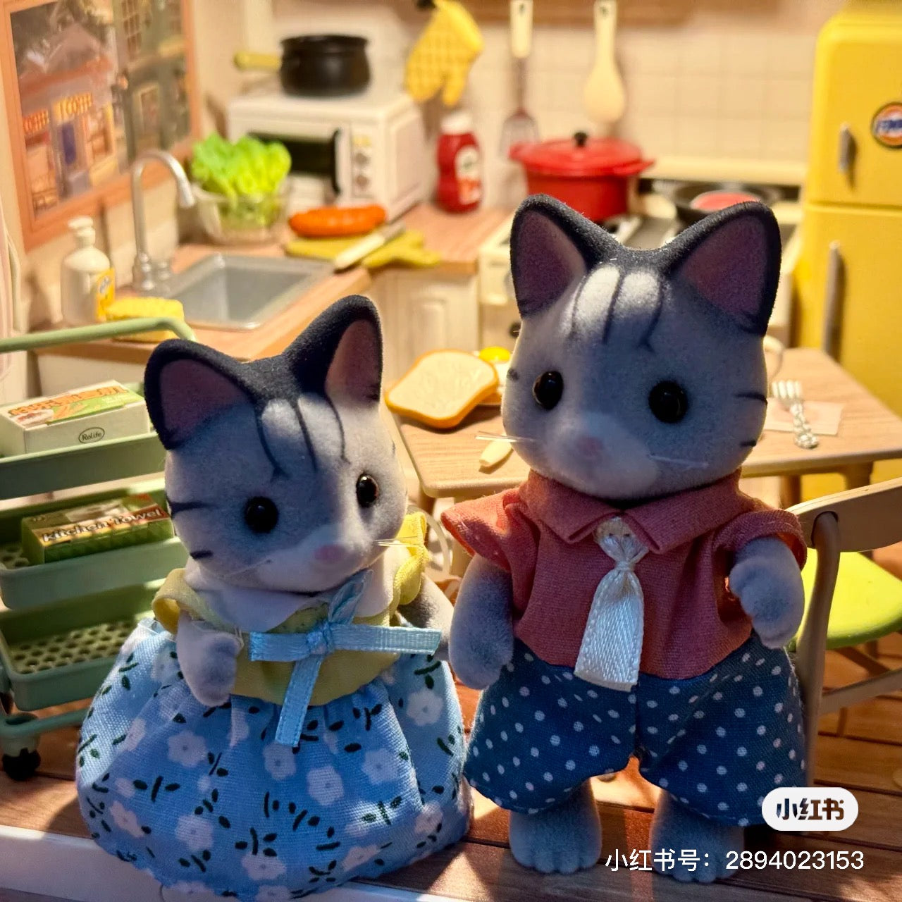 SylvanianFamilies森贝儿家族｜Fisher Cat Family渔夫猫六口家庭站宝套组/玩具/过家家5812