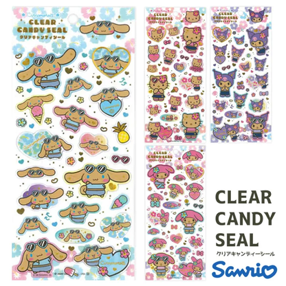 Sanrio｜Characters Sunburn Clear Candy Stickers｜200×90mm approx.