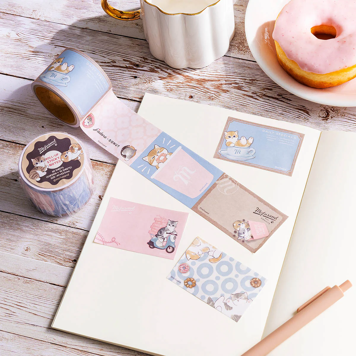Mofusand｜Coffee And Donuts Milk Chocolate Roll Sticky Notes｜60 sheets