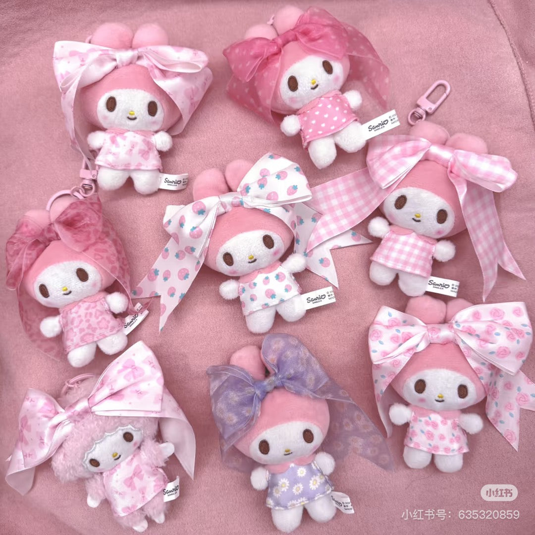 【limit 1】Sanrio三丽鸥｜My Melody Birthday 50th Anniversary Princess Ribbon Secret Mascot Keychain美乐蒂50周年生日粉桃甜心系列大蝴蝶结毛绒玩偶挂件盲盒/全8种｜1枚入