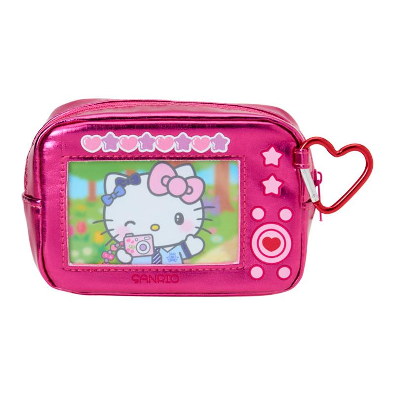 Sanrio｜Academy Sparkling Journey Camera-Style Metallic Pouch with Carabiner｜9.5×6.5cm approx.
