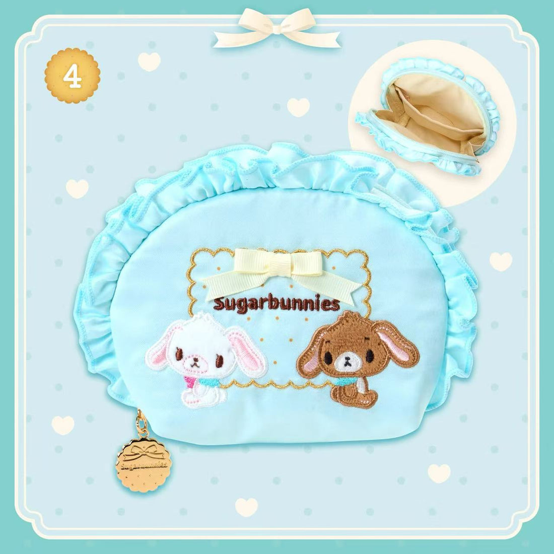 Sanrio｜Sugarbunnies Happy Birthday Biscuit Pouch｜14 x 5 x 10cm approx.