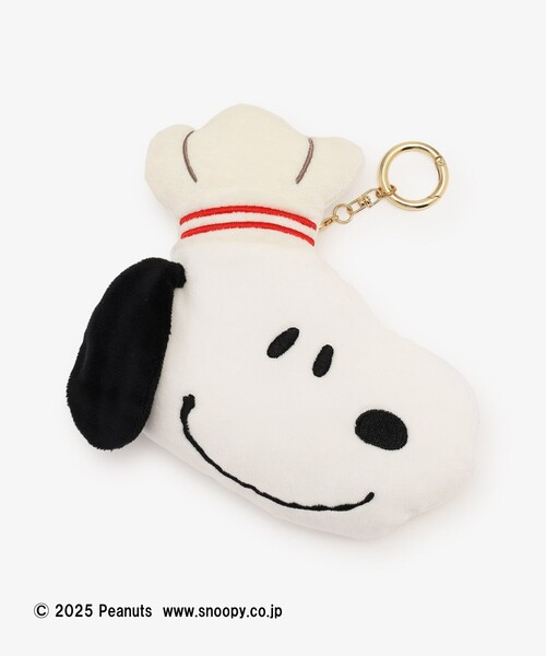 Snoopy｜afternoon tea Cake Recipe Face-Shaped Pass Case with Cord Reel Keychain｜15cm x 17.5cm approx.