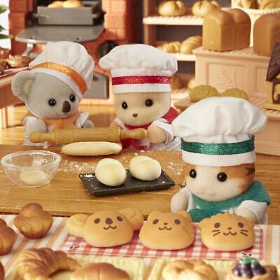 【限购1】SylvanianFamilies森贝儿家族｜ Baby Trio Bakery Epoch Calico Critters烘焙厨师站宝套组