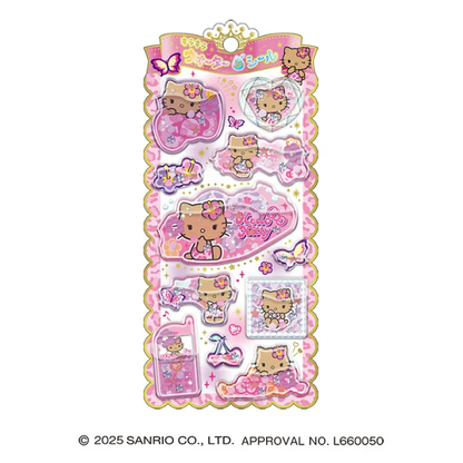 Sanrio｜Sunburn Summer  Characters Glitter Water-In Stickers｜H200 x W100mm x D5mm